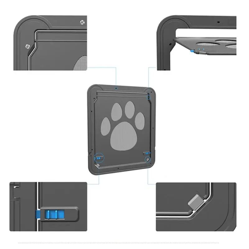 A84X-Plastic Big Dog Cat Door 4-Way Lockable For Screen Window Flap Gate Pet Tunnel Fence Free Access Safety