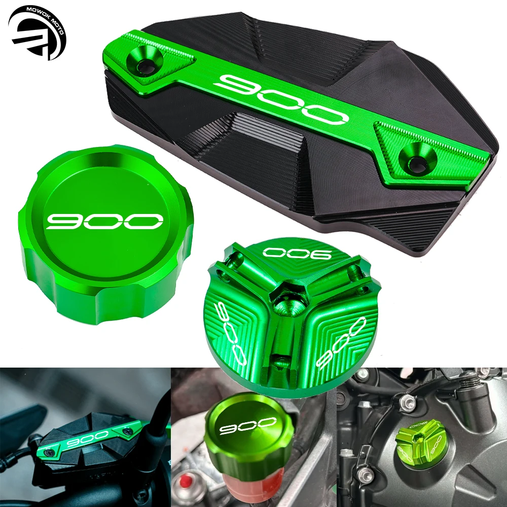 

For Kawasaki Z900 Z 900 SE 2017-2024 2023 Motorcycle Accessories Front Rear Brake Fluid Reservoir Cover Engine Oil Filler Cap