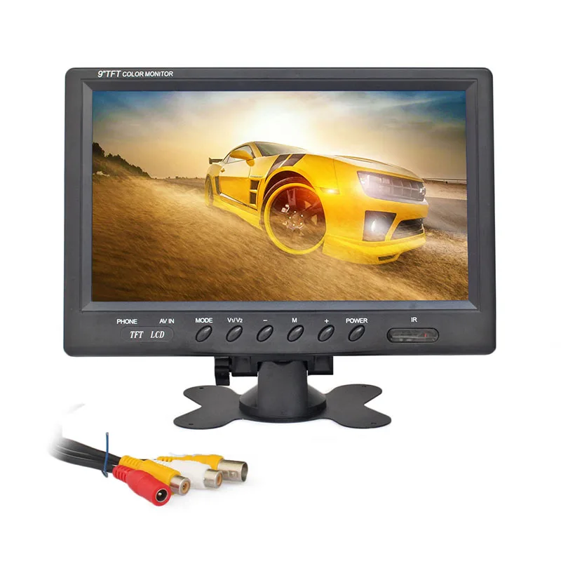 

DIYSECUR 9inch TFT LCD Car Monitor Display Car Reverse Rear View Monitor Screen BNC / AV Input Remote Control DVD VCR