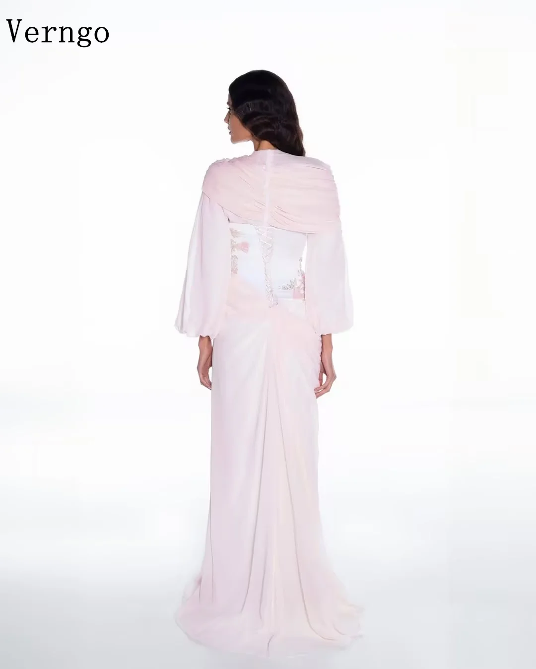Verngo Luxury Appliques Chiffon Evening Dress O Neck Full Sleeves A Line Prom Dresses Modern Holiday Party Gowns 2026 Customized