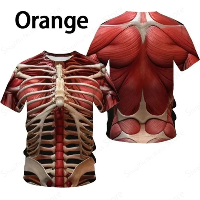 Mens T Shirt 3d Funny Muscle Pattern Print T-shirt Men Women Fashion Short Sleeve T-shirt Kids Hip Hop Tops Tees Skeleton Tshirt