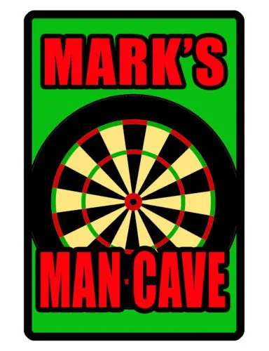 PERSONALIZED MANCAVE SIGN YOUR NAME DARTS DARTBOARD Quality Aluminum Sign D#421