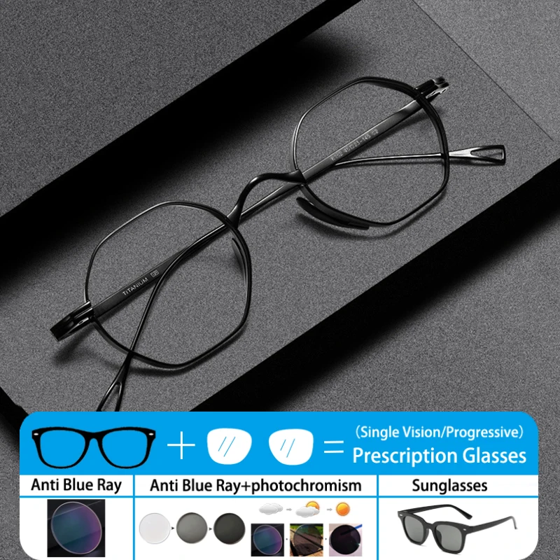 

Ultralight Pure Titanium Polygonal Japanese Style Myopia Glasses for Man Woman Brand Design Luxury Optical prescription Eyewear