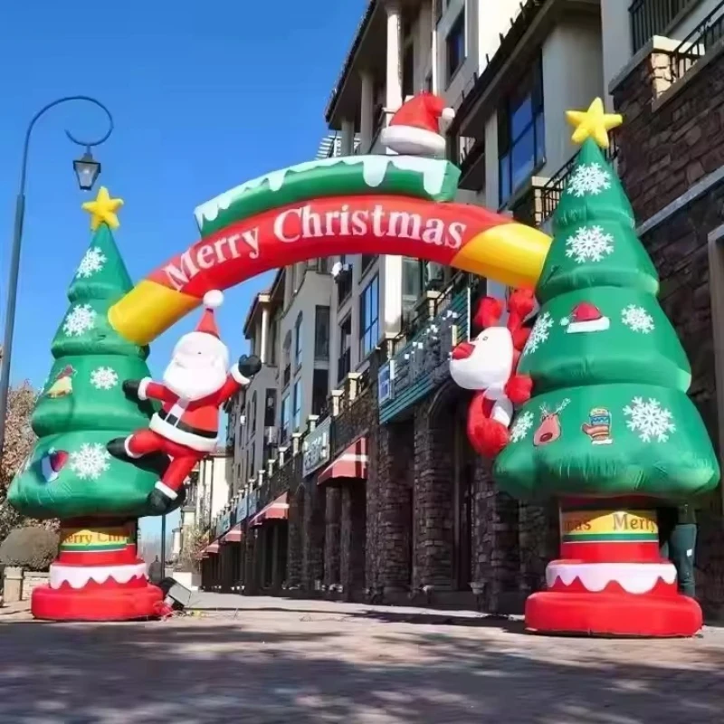Outdoor New Design Large Festive Christmas Ad Inflatable Cartoon Inflatable Arch Santa Ornament