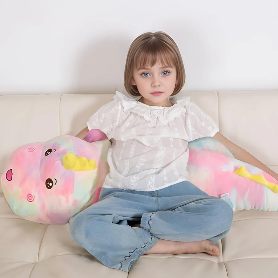 40-Zoll-Riesen-Dinosaurier-Plüschtier, weicher Regenbogen-Dinosaurier, großes Körperkissen, Spielzeug, süßes Plüschtier, Geschenk für Jungen und Mädchen, Geburtstag