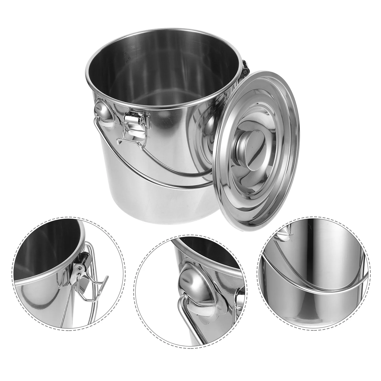 

Stainless Steel Sealed With Handle Airtight Leakproof Grease Container For Oil Food Liquid Storage Heavy Duty Transport Kitchen