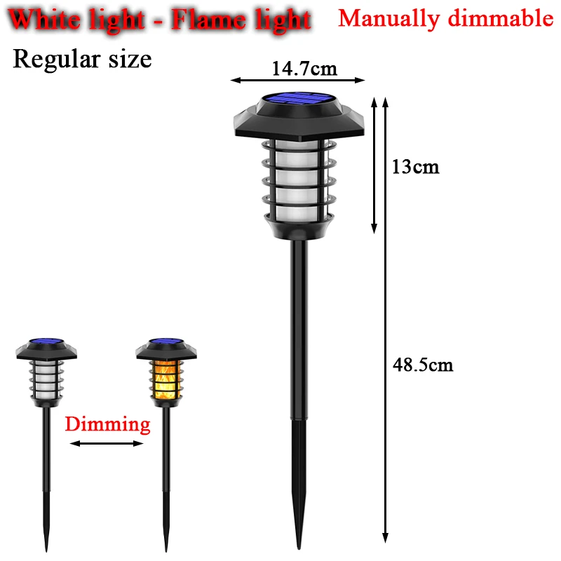 Lámpara de llama Solar para exteriores, luz LED de doble fuente de luz, impermeable, decoración de paisaje, suelo, 1-2 piezas