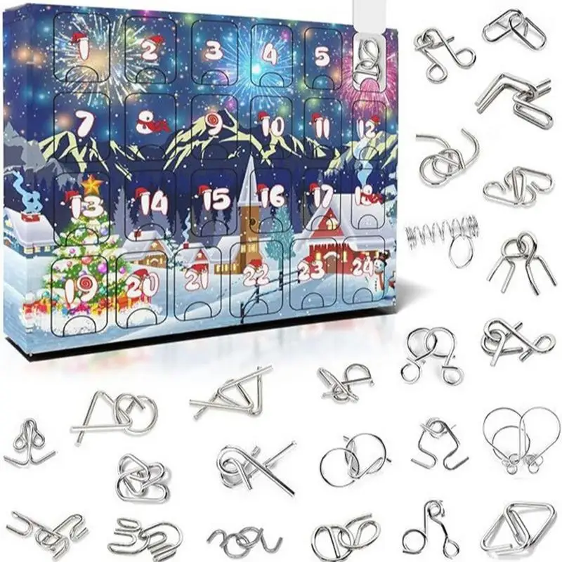 2024 Metal Puzzle Toy Advent Calendar Kit 24 Days Christmas Advent Calendar Christmas Gift for Kids Teens Countdown Calendar