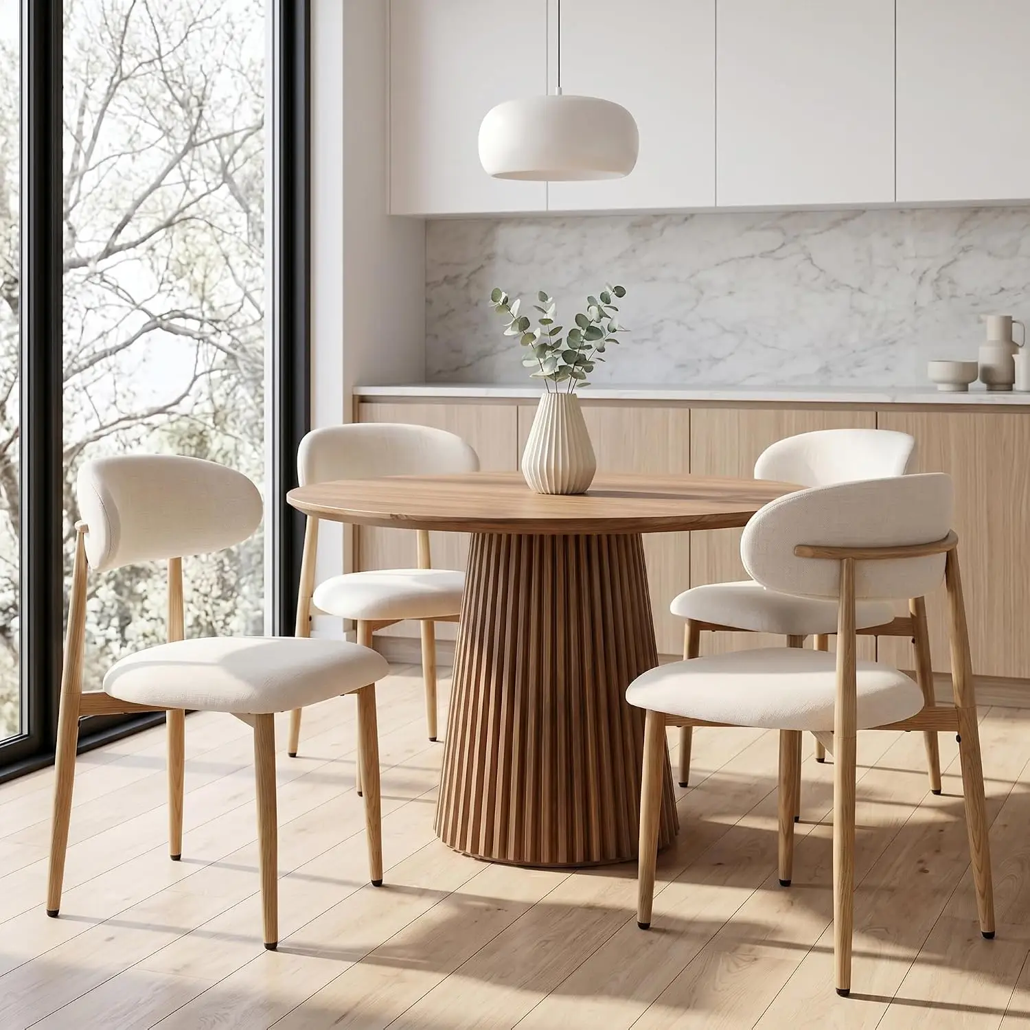 Upholstered Dining Chairs Set Of 4 Kitchen Dining Room Chairs, Fabric Side Seating With Sturdy Metal Legs, Modern Accent Seating Furniture For Restaurant Cafe, Beige, Four Piece Set
