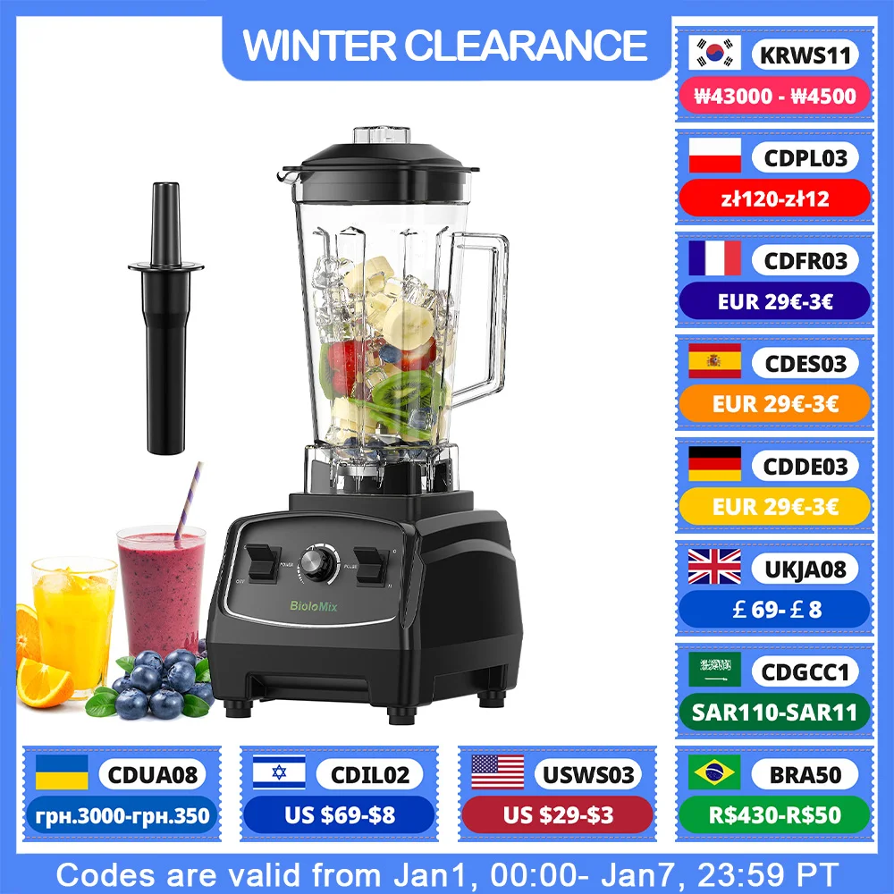 BPA Free 3HP 2200W Heavy Duty Commercial Grade Blender Mixer Juicer High Power Food Processor Ice Smoothie Bar Fruit Blender