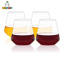 MICHLEY 4PCS Plastic Wine Glasses Set Transparent Unbreakable Juice Milk Cold Drink Cup Suitable For Bars And Restaurant