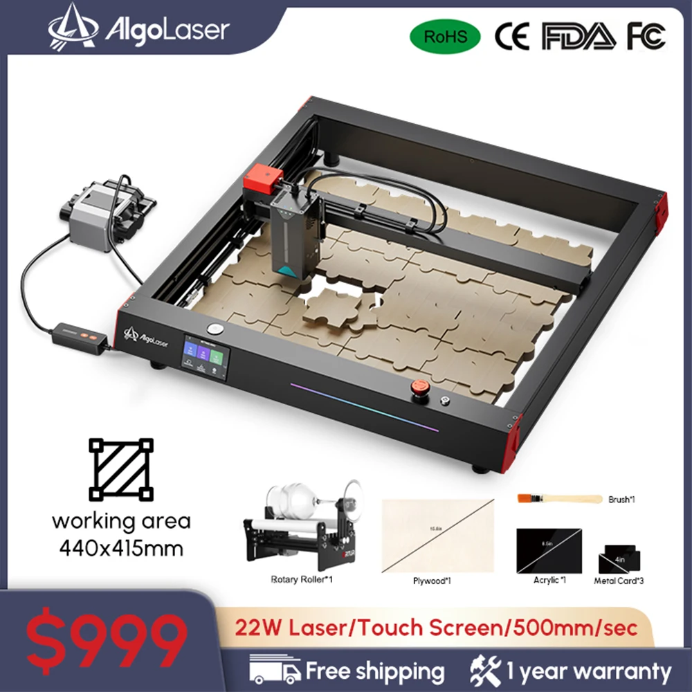 AlgoLaser Delta 22W Smart Laser Engraver with 30L Air Assist 30000mm/min Speed Laser Cutter 3.5