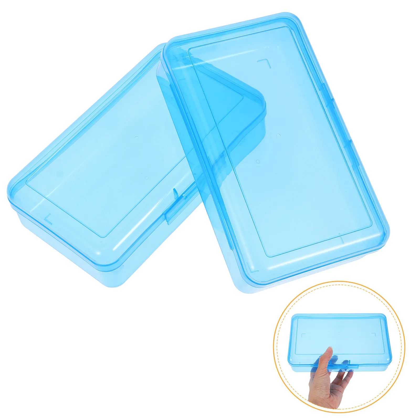 2Pcs Simple Lightweight Plastic Pencil Case Clear Rectangular Large Capacity for School Study Travel Art Studio Stationery