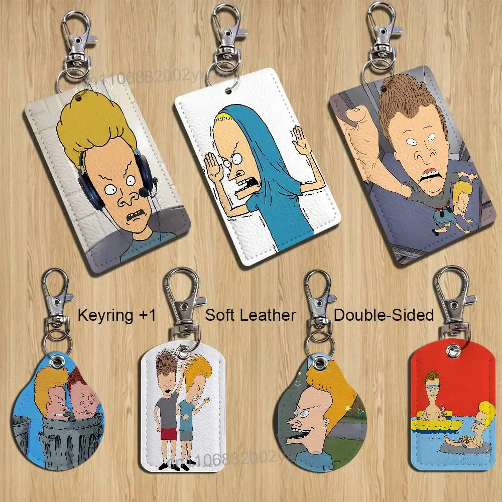 Split personality Beavis Butt Head Card Holder With Keychain Executive Protection For Bank Credit Subway Bus Case