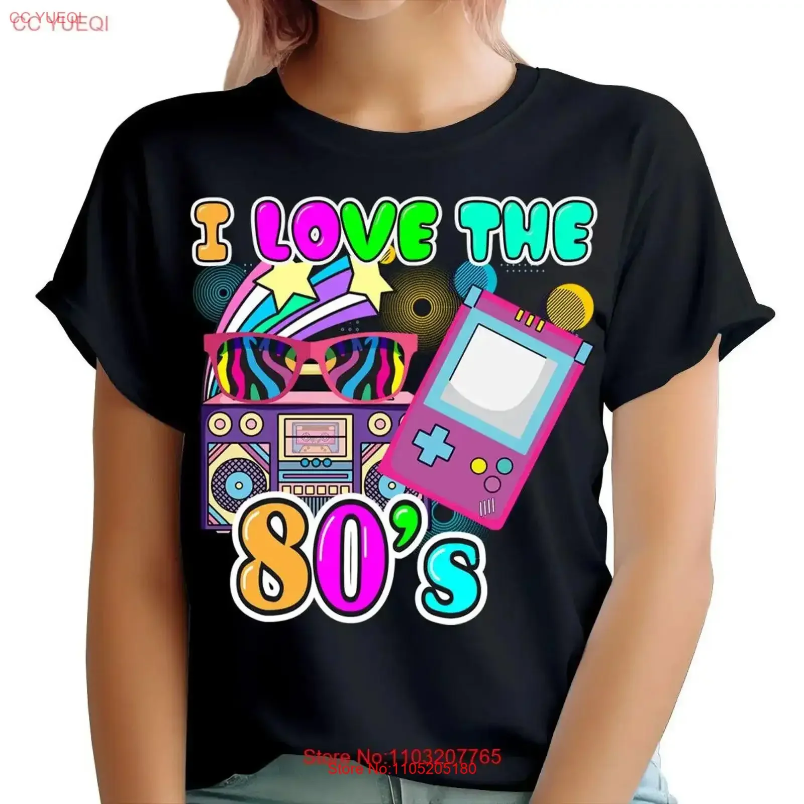 Me encanta el vestido elegante de los años 80 Globe Hen Party Neon Festival camiseta para mujer 1 TA 193 vintage lavado homme Top para uso diario suave