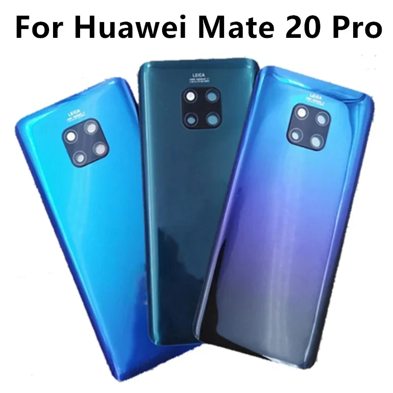 

For Huawei Mate 20 Pro Glass Back Cover Rear Door Housing Battery Case Replacement Repair Parts With Camera Lens+Logo