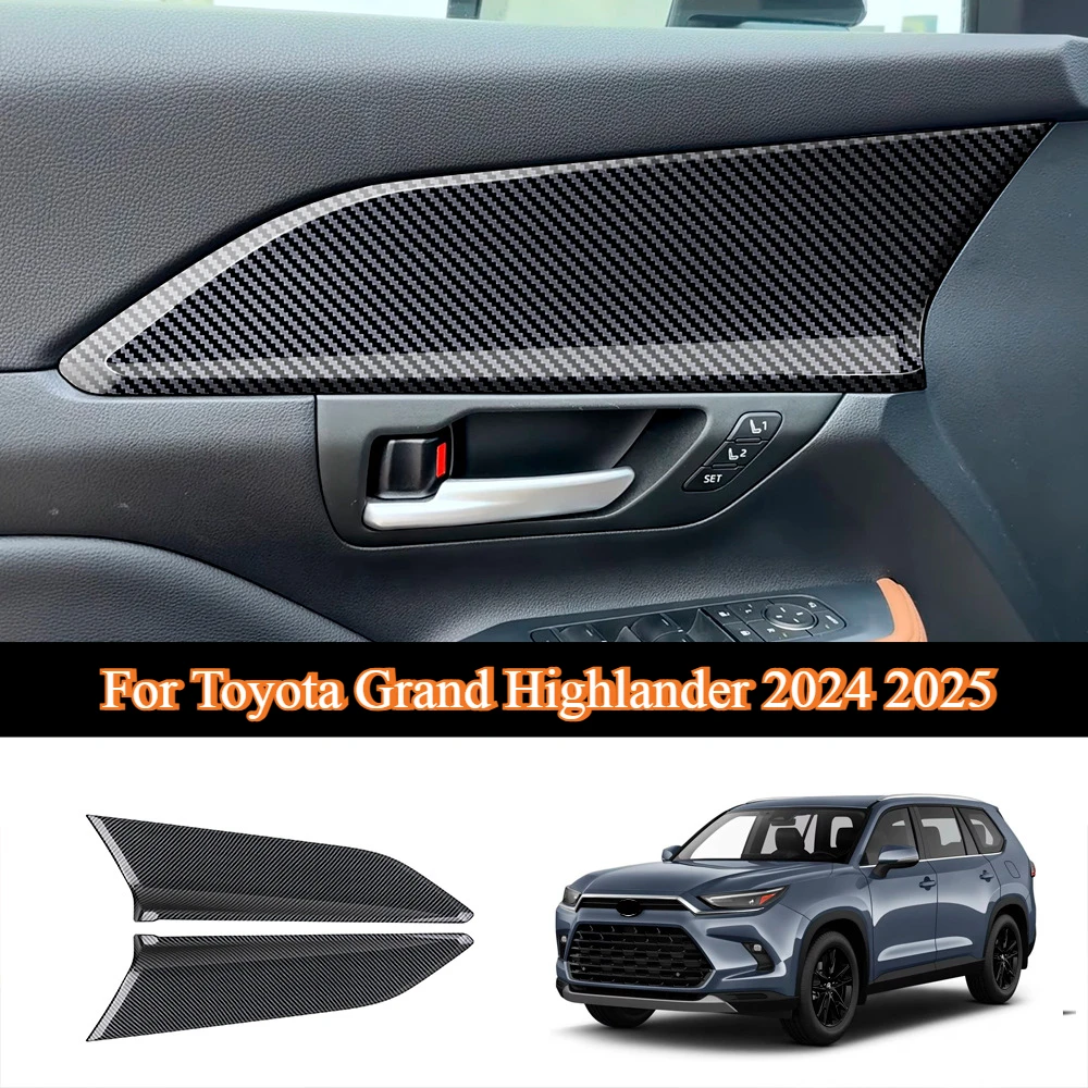 

For Toyota Grand Highlander 2024 2025 Car Inner Door Panel Trim Cover Car Door Carbon Fiber Decorative Strips Accessories