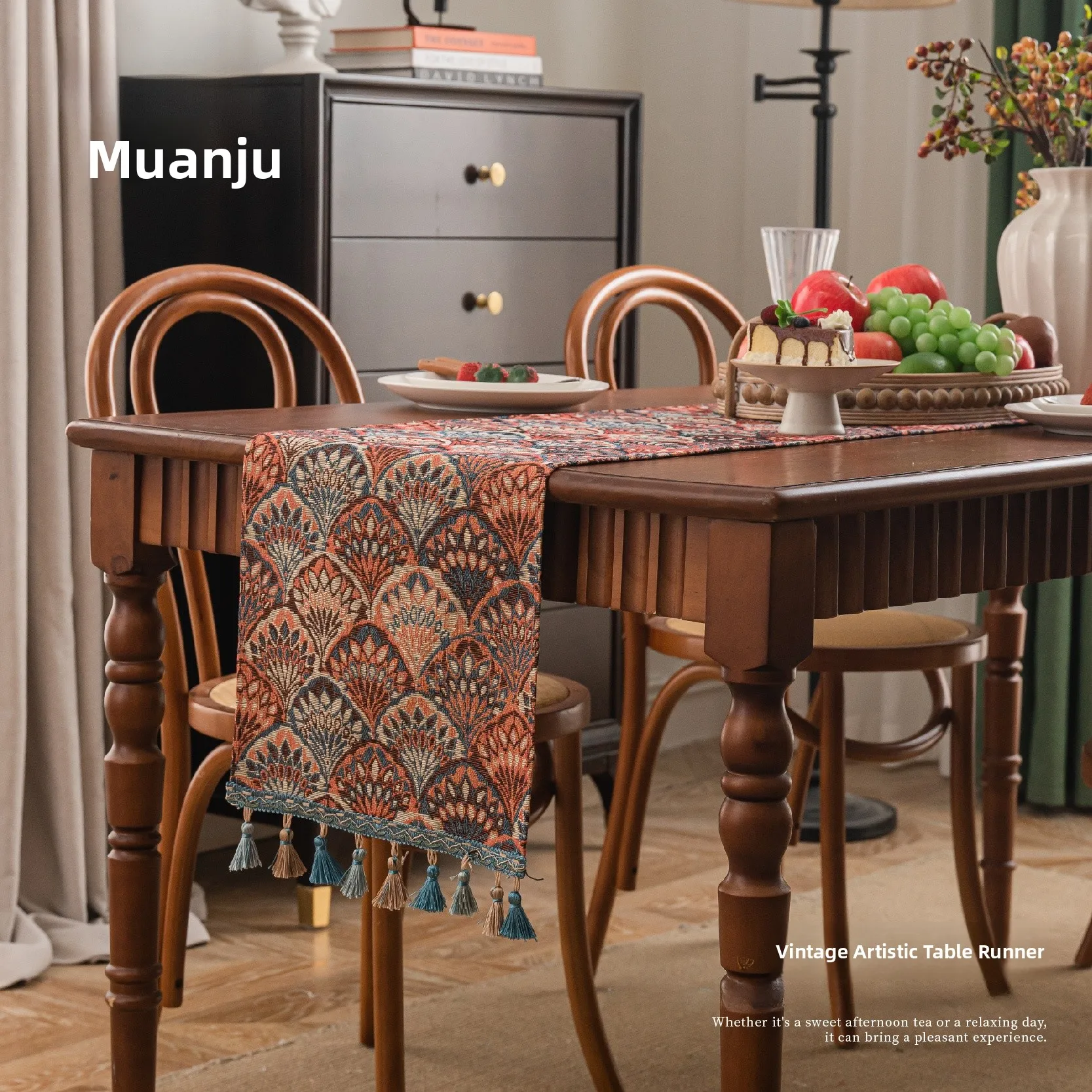 

Декоративная навесная штора-флажок для стола с цветочной вышивкой и кисточками, в американском стиле, из смешанных тканей, для дома и гостиной