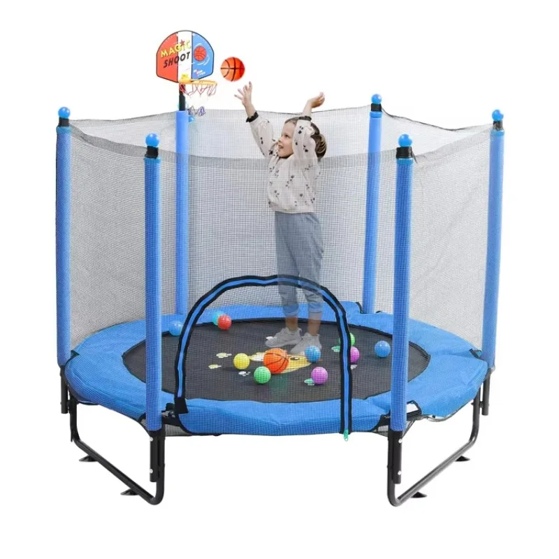 kids-child-trampoline-outdoor-and-indoor-children's-round-5ft-trampoline-with-safety-enclosure-net