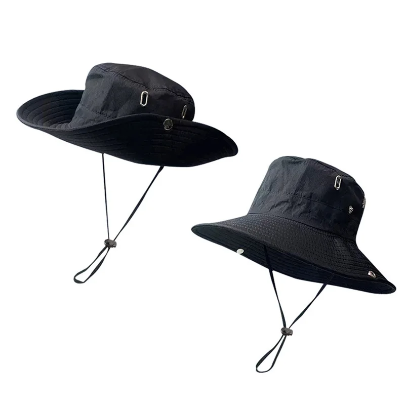 Summer Men Bucket Hat Fisherman Cap Fishing Outdoor Sun Protection Big Brim Sunscreen Riding Hiking Panama Bob Sunhat Bonnets