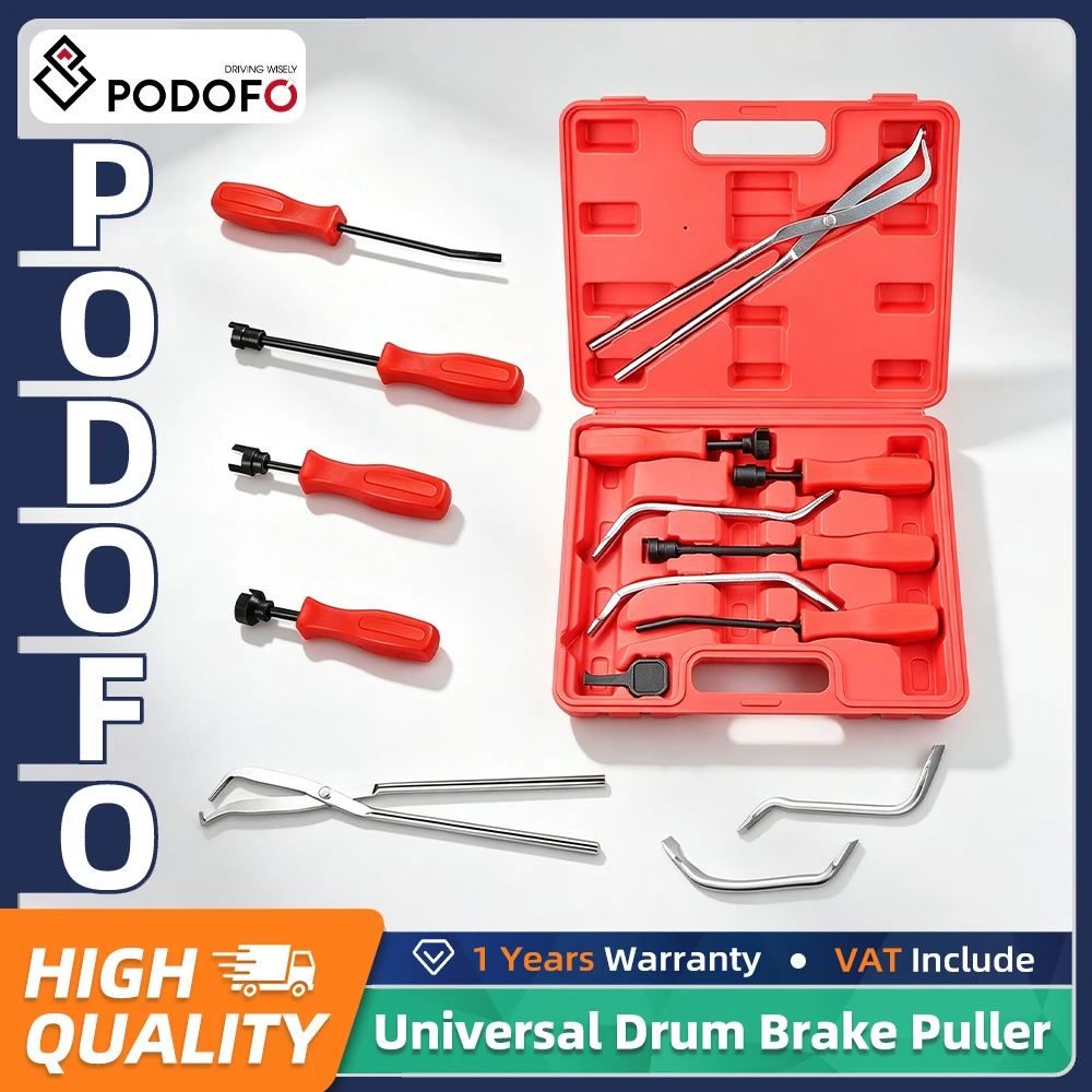Podofo – Kit d'outils universels de démontage de freins à tambour, 8 pièces, avec étui de rangement, pour réparation automobile professionnelle et entretien