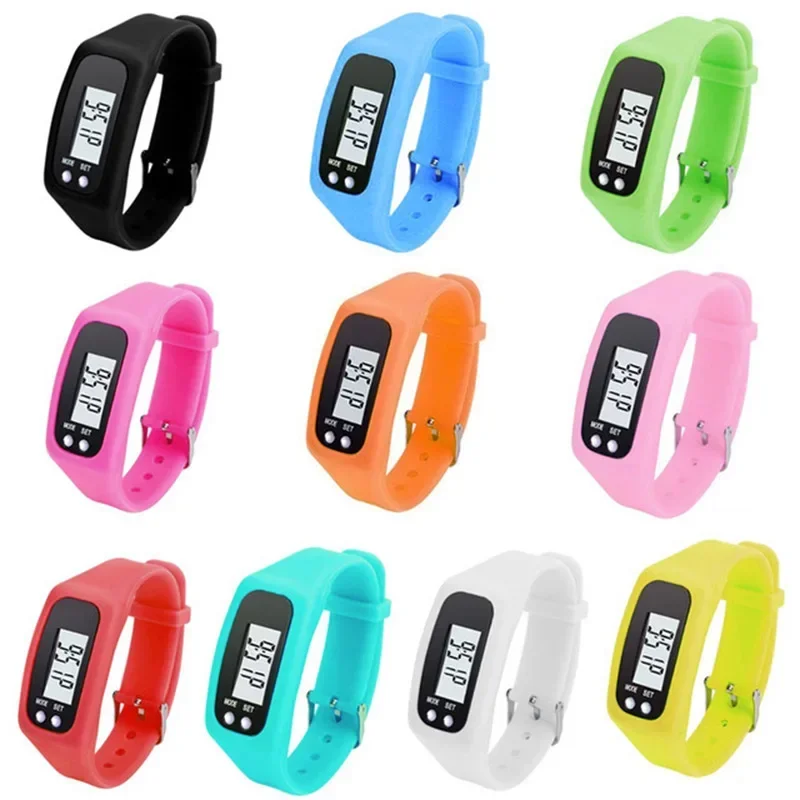 Pedometer, digital LCD running, walking distance, calorie counter, 12/24-hour time display, sports watch, step tracker