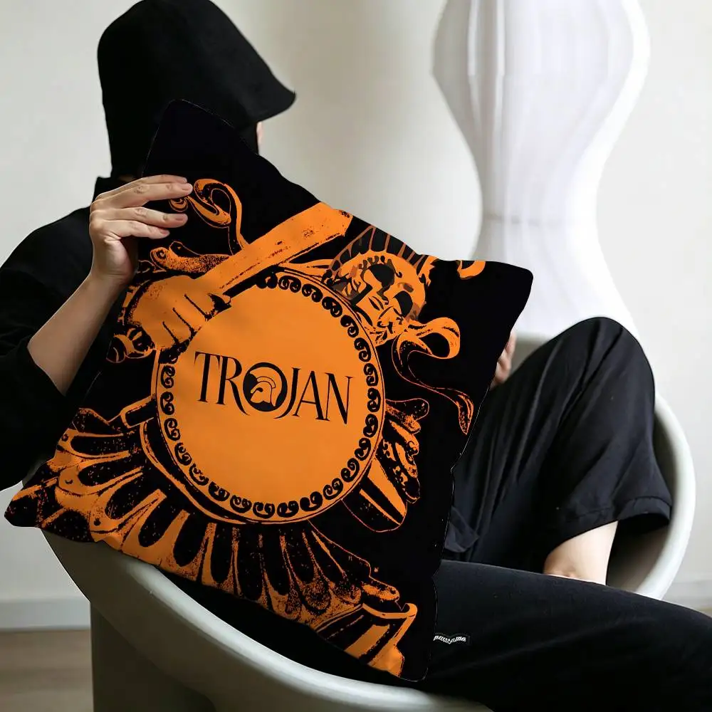 Trojan Records Logo Decorative Room Aesthetics Pillow Case Home Decor Bedroom Sofa Bed Couch Pillow Cover 45x45