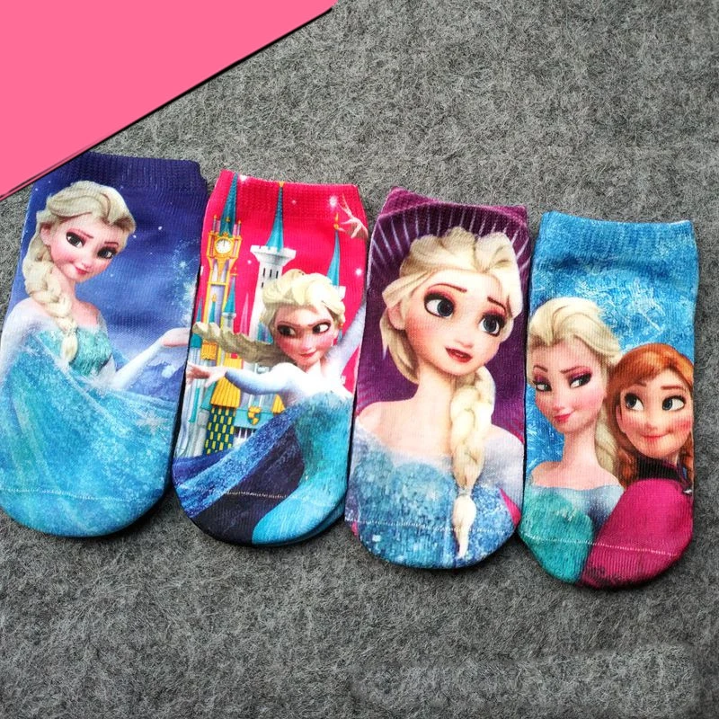 1 pair Disney Frozen Cartoon Minnie Elsa Cotton Socks Short Socks Children Girls Princess Socks Christmas Birthday Gifts