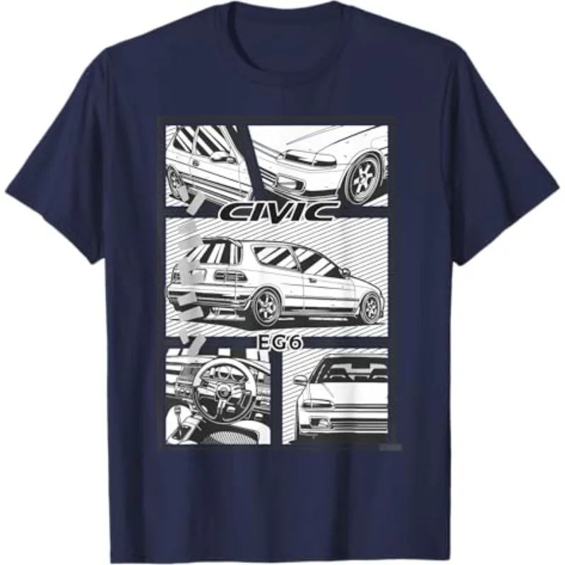 هوندا الرجال والنساء تي شيرت سباق الدراجات النارية الثقافية قميص الصيف جديد سيفيك على سبيل المثال 6 قصيرة الأكمام عشاق السيارات