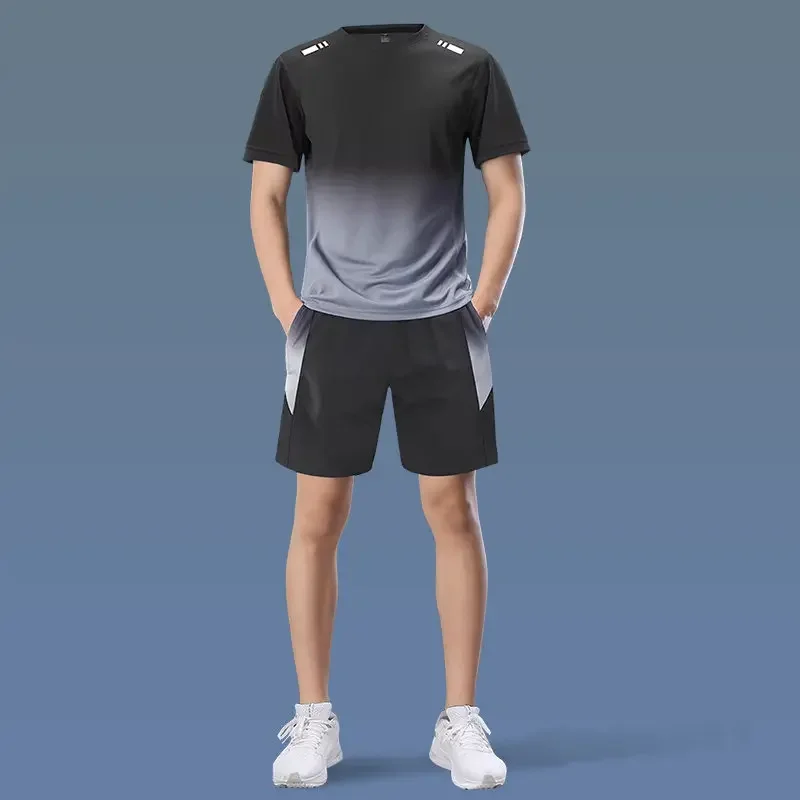 

Lightweight Men's Activewear Set - Moisture Wicking Short Sleeve Top & Gym Shorts for Running & Fitness
