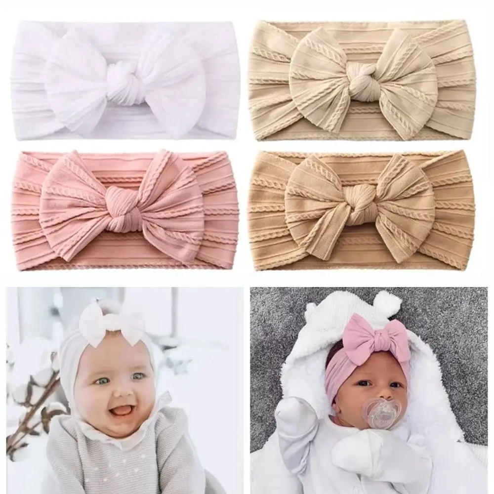 

Cute Soft Elastic Headband Nylon Ribbed Infant Turban Headwear Bows Headband Infant