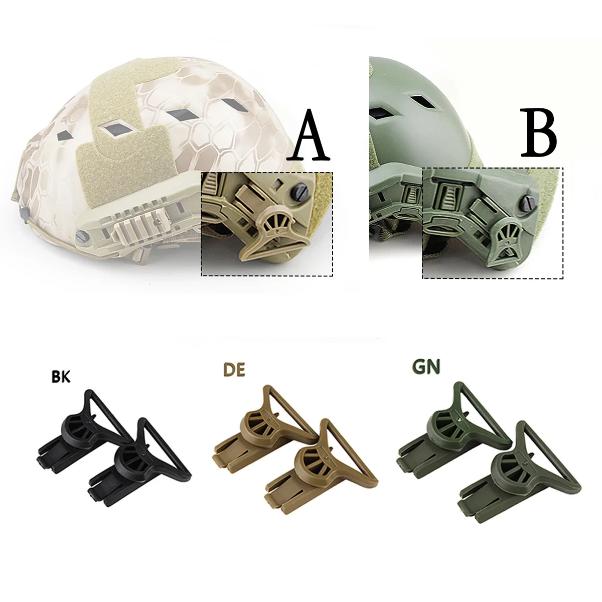 Tactical 2 X 1 Set Helmet FAST ARC Rail Buckle Night Vision Mirror Rotating Clip Night Vision Rotary Clamp Rail Connector