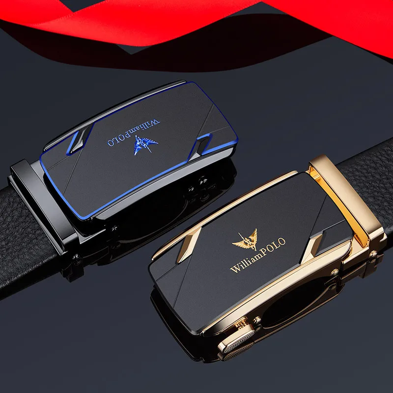 Men's leather alloy automatic buckle men's simple new style light luxury business pure cowhide belt for men