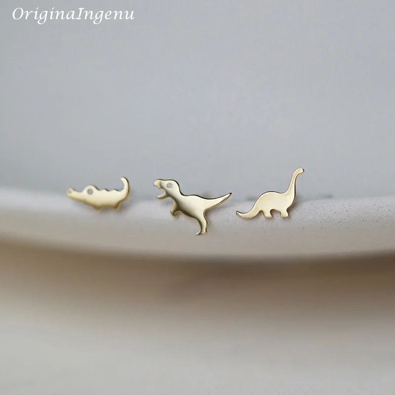 

1 Pair 9K Solid Gold Dinosaur/Whale/Crocodile Earrings Dainty Earrings Real 9k Gold Jewelry Cute Tarnish Resistan Fine Jewelry