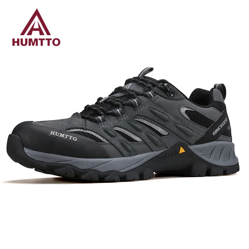 HUMTTO Outdoor Boots Leather Trekking Shoes for Men Non-slip Walking Men's Sports Shoes Breathable Waterproof Hiking Sneakers