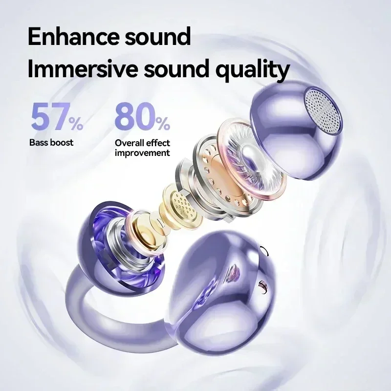 AI intelligent translation open earbuds ENC wireless Bluetooth 5.4 noise cancelling headphones with microphone