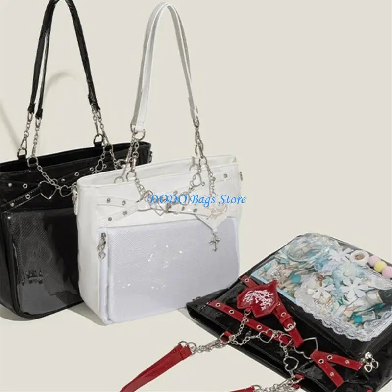 حقيبة كتف على شكل سلسلة قلب وحقيبة ثقافة الرسوم المتحركة اليابانية مع حزام قابل للتعديل للديكور الفريد والاستخدام اليومي #2