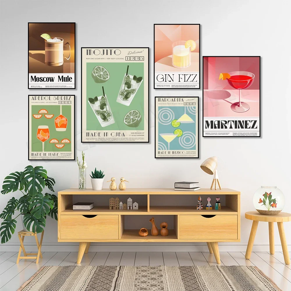 طباعة كوكتيل، مارغريتا، جين، موهيتو، طباعة ملصق البغل في موسكو، ملصق كوكتيل، فن البار، ديكور بار المنزل