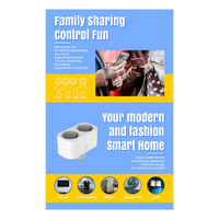 ABZZ-2X TUYA Smart Wifi Dual Plug 16A 2-In-1 Socket Outlet Switch Smart Home Timing APP Voice Control Work CLY809M EU Plug