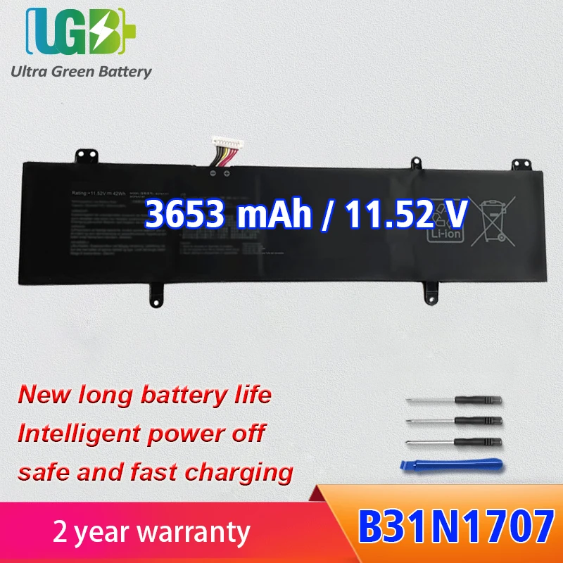 UGB New B31N1707 Laptop Battery For ASUS VivoBook S14 S410UQ S410UN S4100V S4100VN S4200U X411UA X411UF X411UN X411UQ