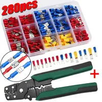 140/280Pcs Insulated Cable Connectors Spade Crimp Terminal Kit Copper Contact Crimp Termination with 4-in-1 Wire Stripper