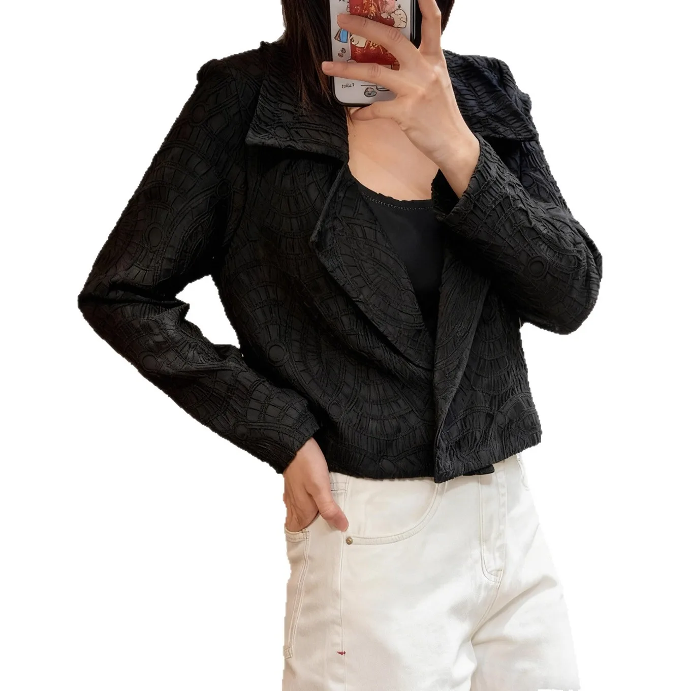 مياكي مطوي 2025 جديد الخريف التطريز الثقيل السترة المرأة قسط الشعور مطوي الفن المتخصصة تصميم بدلة ركاب عادية القمم