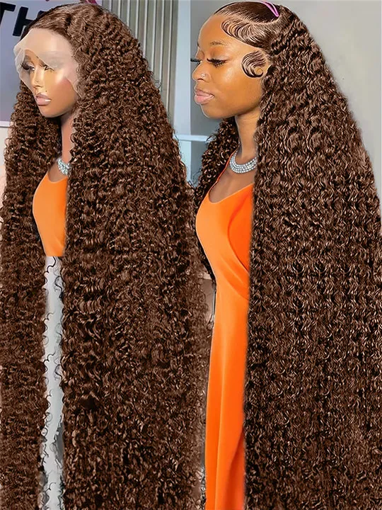 

Chocolate Brown 13x6 13x4 HD Lace Frontal Deep Wave Wig For Women Ready To Wear Curly Wig 7x5 Glueless Wig Human Hair Preplucked