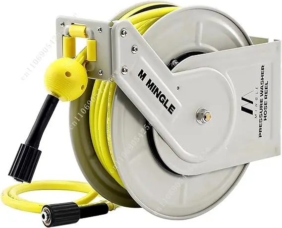 

Professional Heavy Duty Hose Reel 1/4 60ft Retractable Pressure Washer Hose Reel Auto Rewind Hose Reel