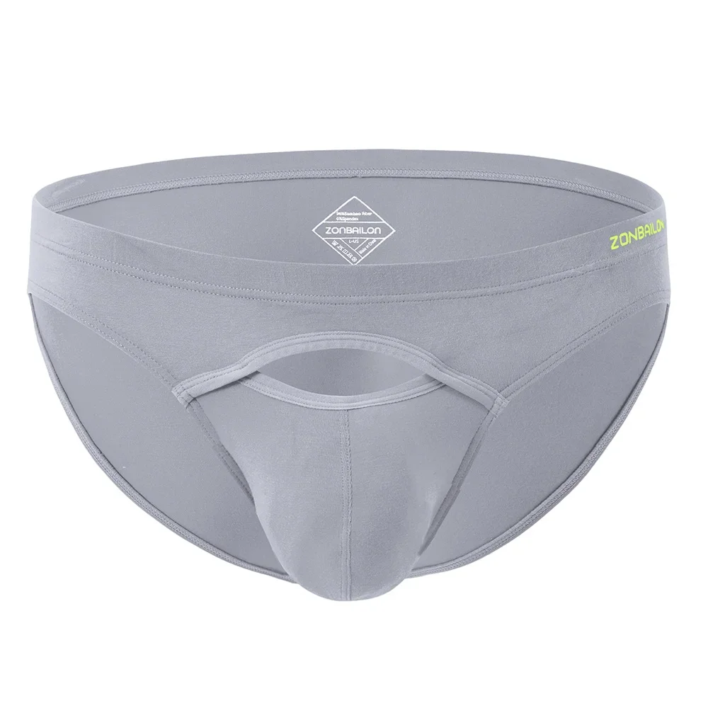 Jinshi Mens Briefs Open Flying Underwear Bamboo Sexy Mens Briefs Breathable Comfortable Mens Panties
