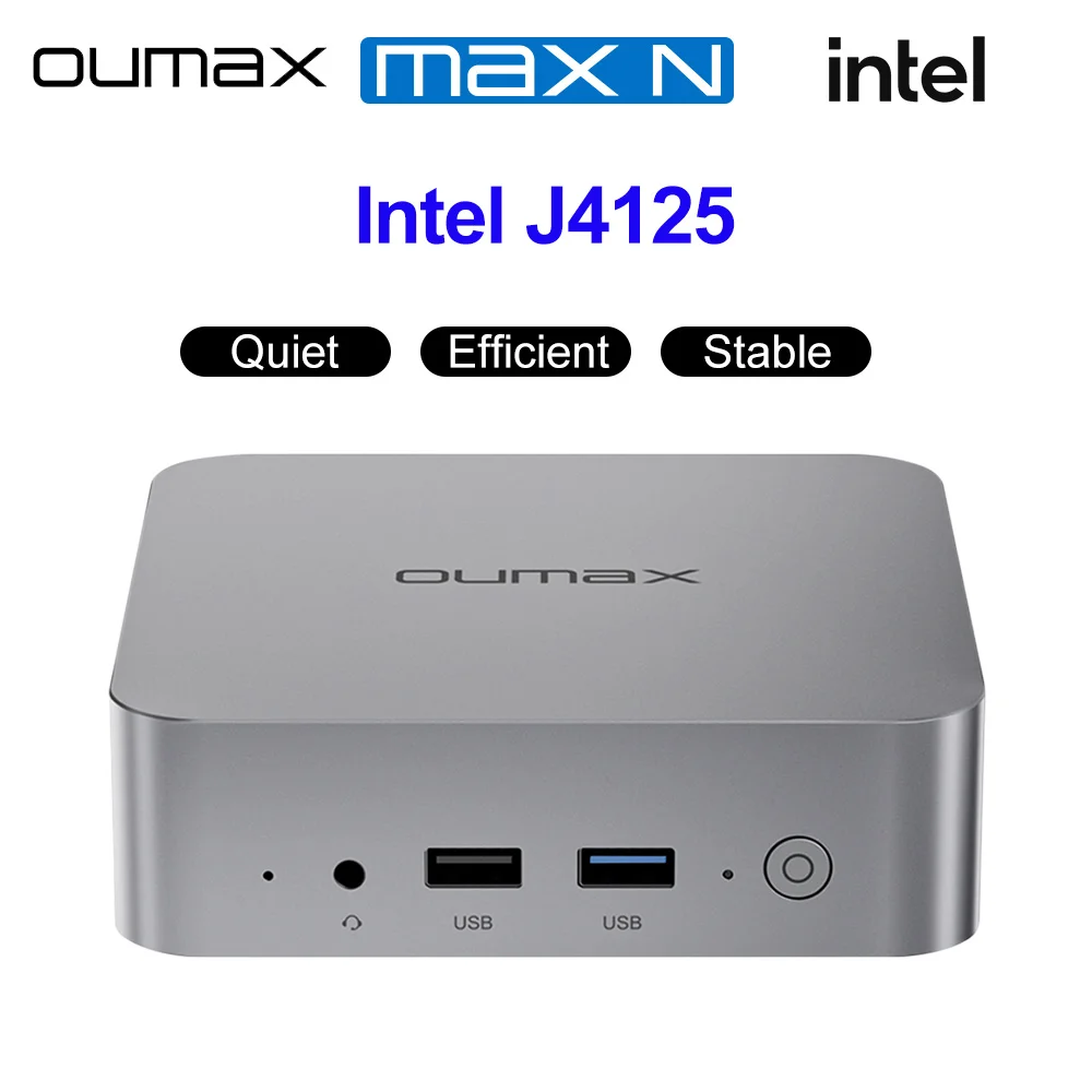 Новый OUMAX Intel J4125 4C4T 8 ГБ 256 ГБ Мини-ПК Тихий 1000M LAN DDR4 8 ГБ 128 ГБ Настольный компьютер VS Mini S12 Pro N100 B4 Plus GK3V