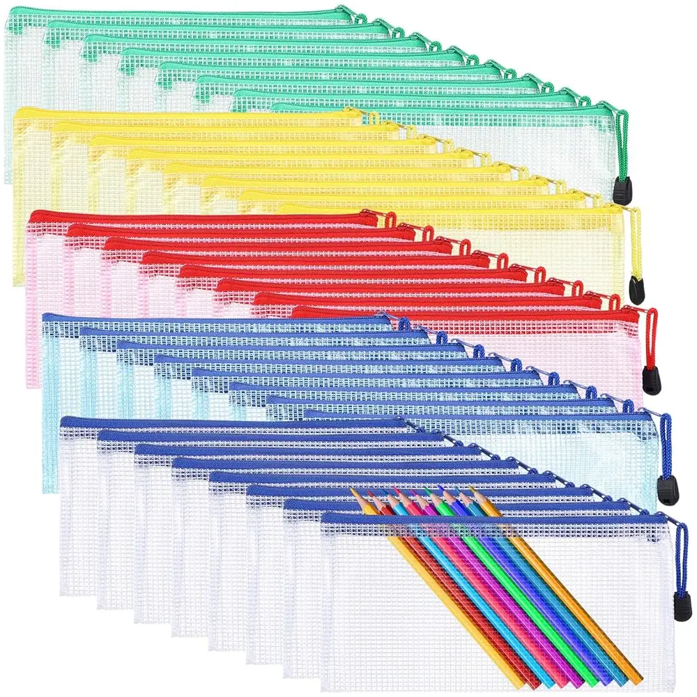 

150 Pack Pencil Pouch Bulk Gifts Back to School Mesh Zipper Pencil Cases 4 x 9 Inch Small Clear Holder Storage Multipurpose