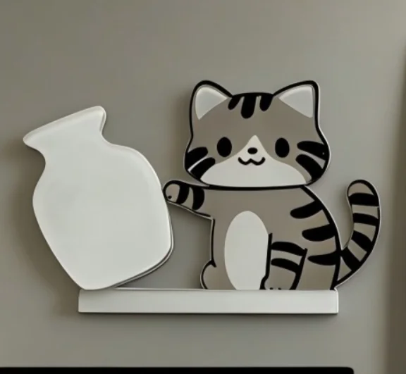 Fun cartoon black cat fishing shaped phone holder, with a combination of ornament and holder, suitable for most phones, and secu