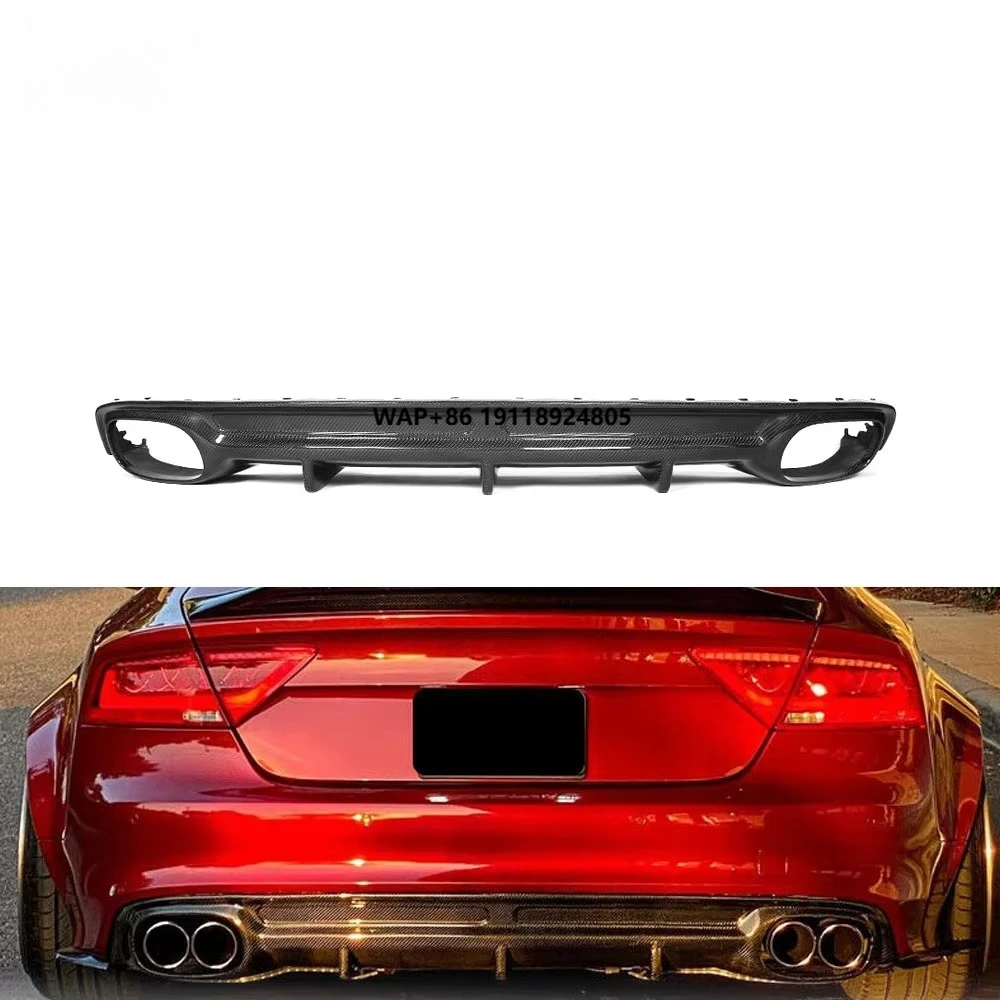 

High Glossy Real Carbon Rear Bumper Lip Diffuser For A7 Sline S7 Pre-facelift 2012 - 2015