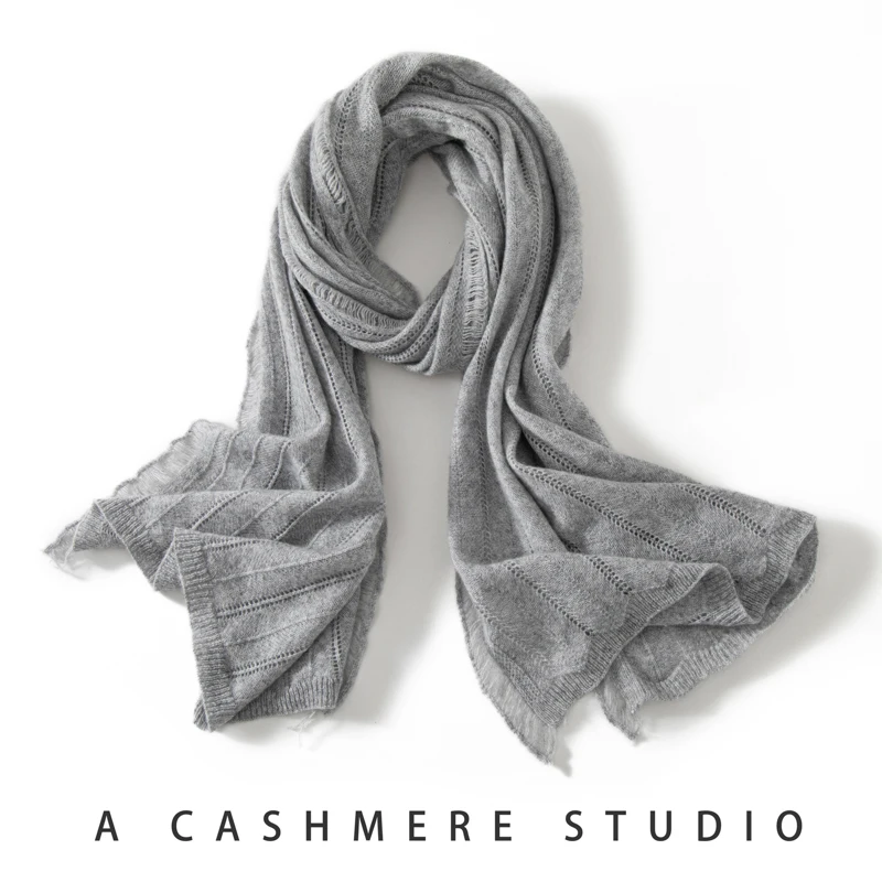 

Женский вязаный шарф-пончо, однотонная теплая накидка из чистого кашемира, Осень-Зима 100%